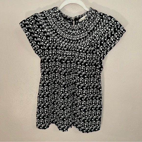LOFT Tops - LOFT Monochrome lace crochet Polka Dot Blouse